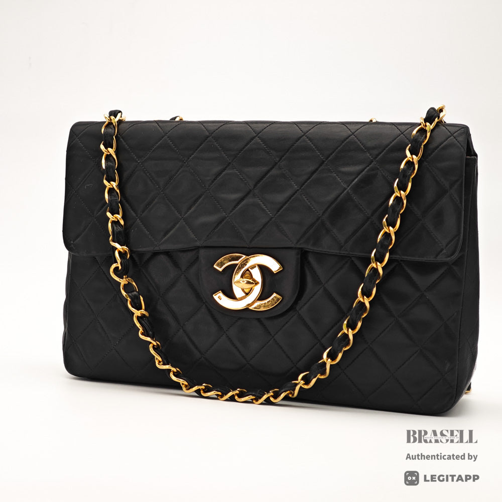 CHANEL Maxi Jumbo Matelasse Lambskin Black Shoulder Bag 【ImportFeeFREE】