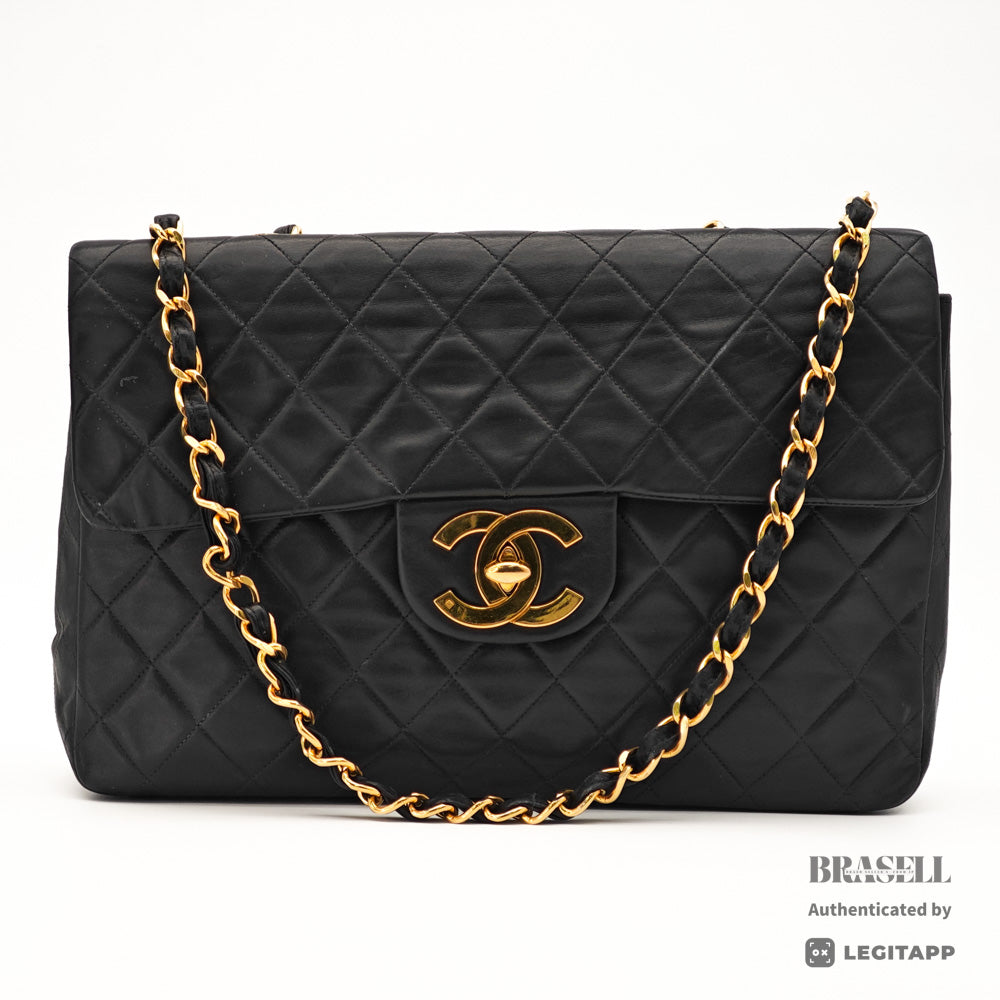 CHANEL Maxi Jumbo Matelasse Lambskin Black Shoulder Bag 【ImportFeeFREE】