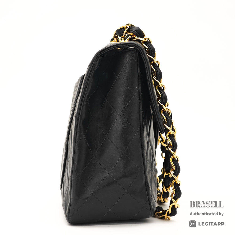 CHANEL Maxi Jumbo Matelasse Lambskin Black Shoulder Bag 【ImportFeeFREE】