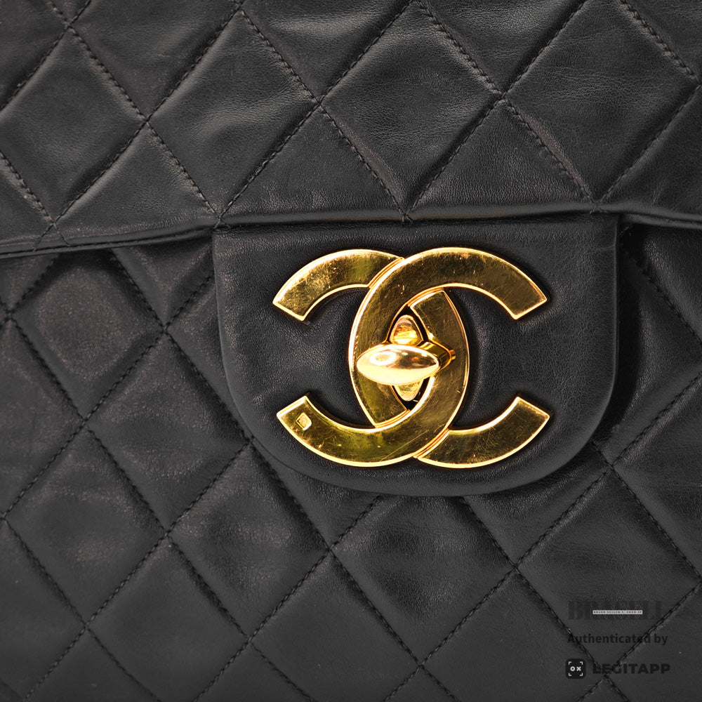 CHANEL Maxi Jumbo Matelasse Lambskin Black Shoulder Bag 【ImportFeeFREE】