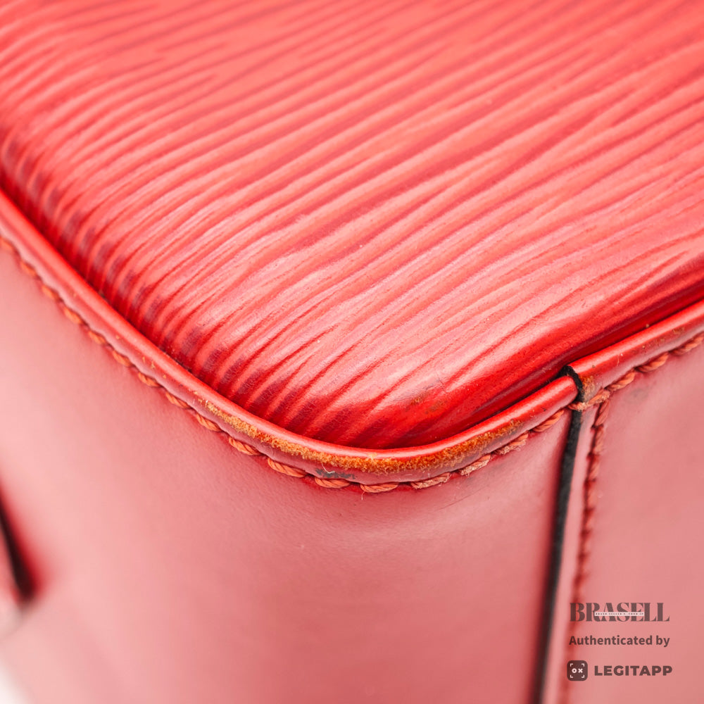 LOUIS VUITTON Sablon Epi Leather Handbag Red M52047 【ImportFeeFREE】
