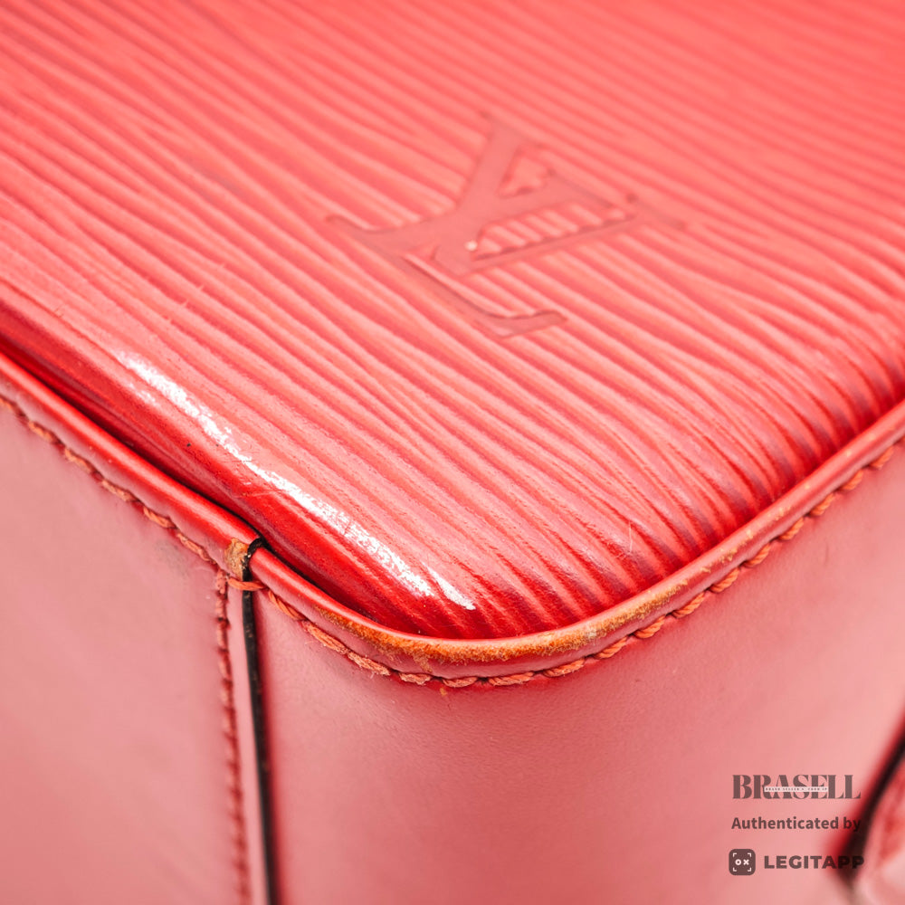 LOUIS VUITTON Sablon Epi Leather Handbag Red M52047 【ImportFeeFREE】