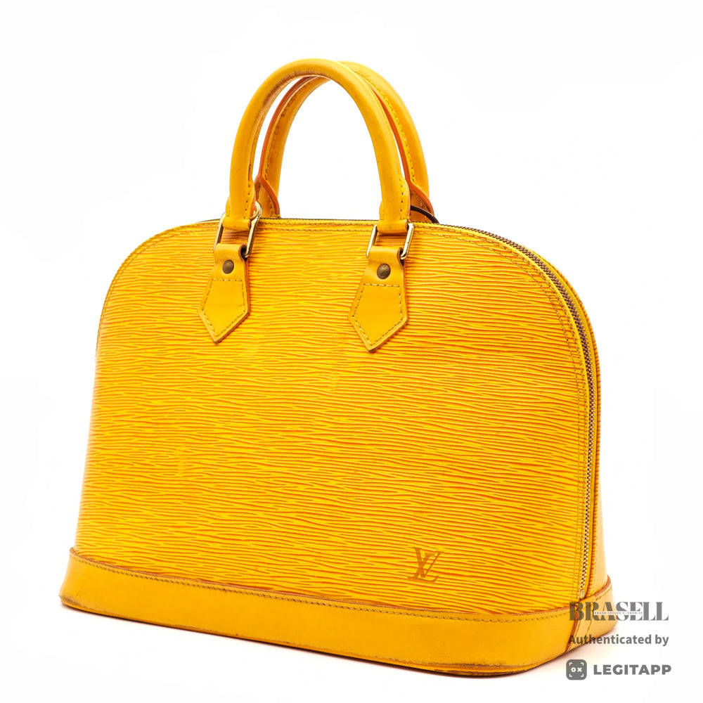 LOUIS VUITTON Alma PM Epi Leather Yellow Hand Bag M52149 【ImportFeeFREE】