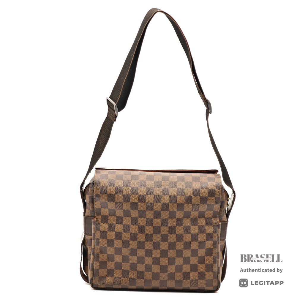 LOUIS VUITTON Naviglio Damier Canvas Brown Shoulder Bag N45255 【ImportFeeFREE】