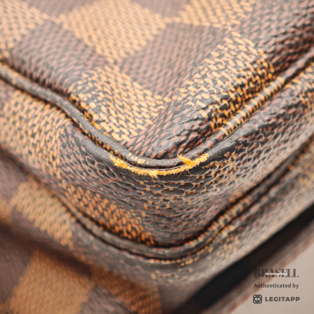 LOUIS VUITTON Naviglio Damier Canvas Brown Shoulder Bag N45255 【ImportFeeFREE】
