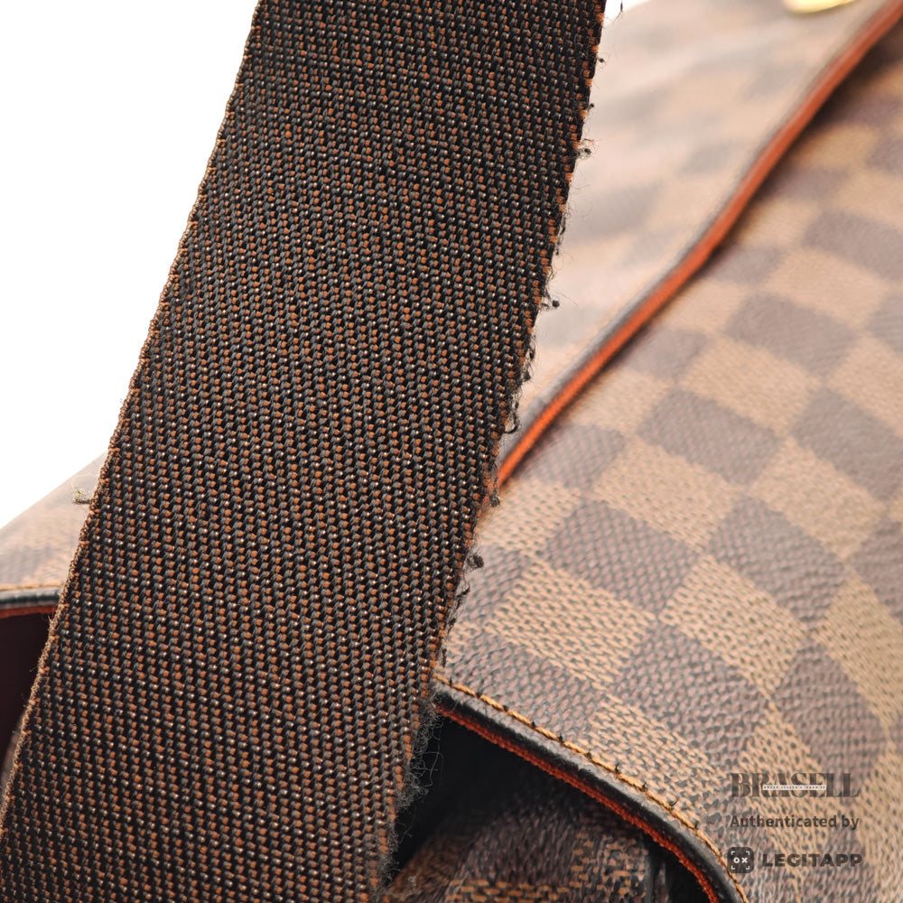 LOUIS VUITTON Naviglio Damier Canvas Brown Shoulder Bag N45255 【ImportFeeFREE】