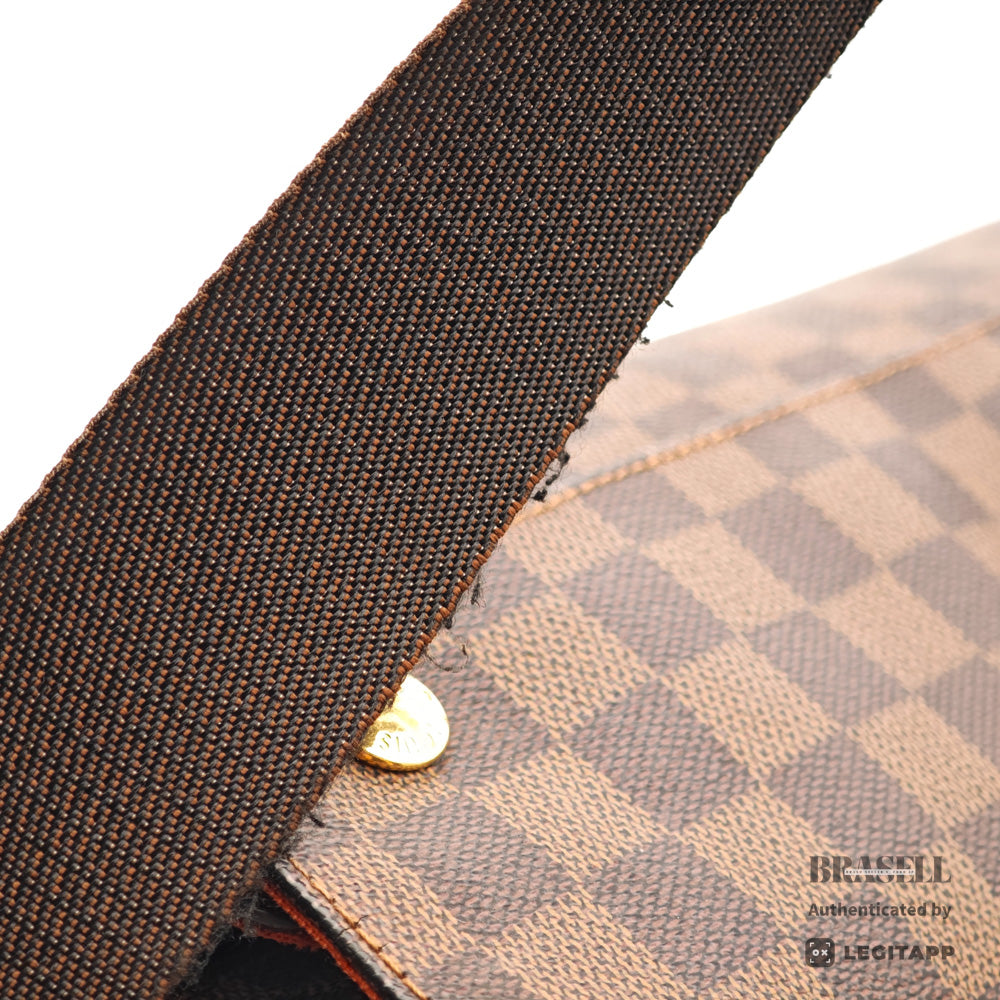 LOUIS VUITTON Naviglio Damier Canvas Brown Shoulder Bag N45255 【ImportFeeFREE】