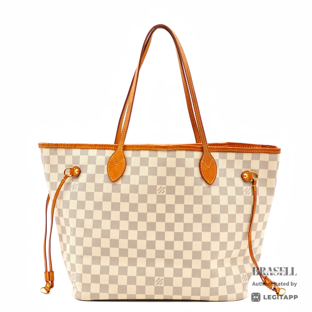 LOUIS VUITTON Neverfull MM Damier Azur Canvas White Tote Bag 【ImportFeeFREE】