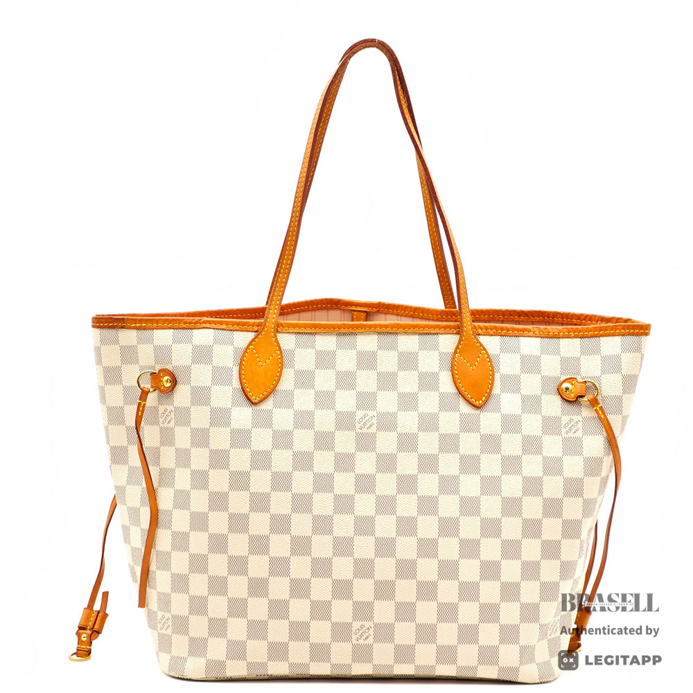 LOUIS VUITTON Neverfull MM Damier Azur Canvas White Tote Bag 【ImportFeeFREE】