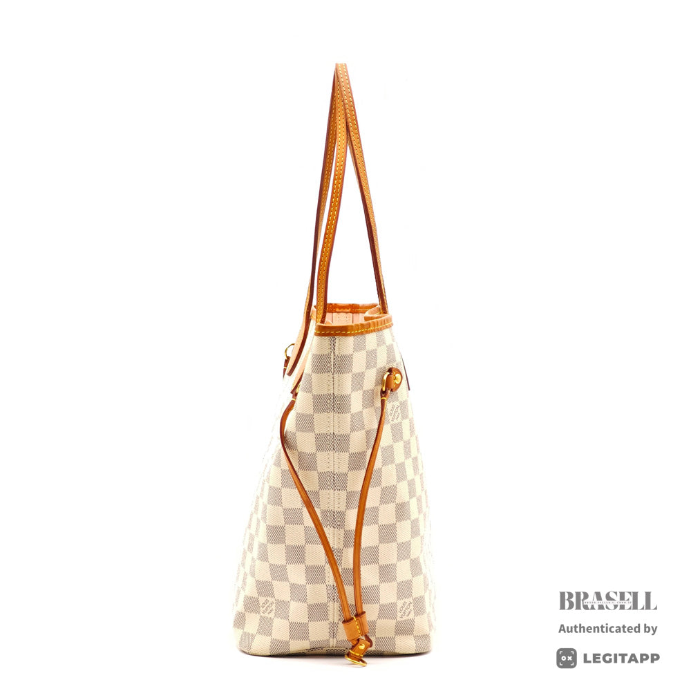 LOUIS VUITTON Neverfull MM Damier Azur Canvas White Tote Bag 【ImportFeeFREE】