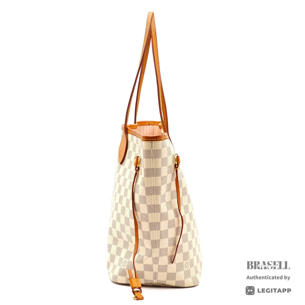 LOUIS VUITTON Neverfull MM Damier Azur Canvas White Tote Bag 【ImportFeeFREE】