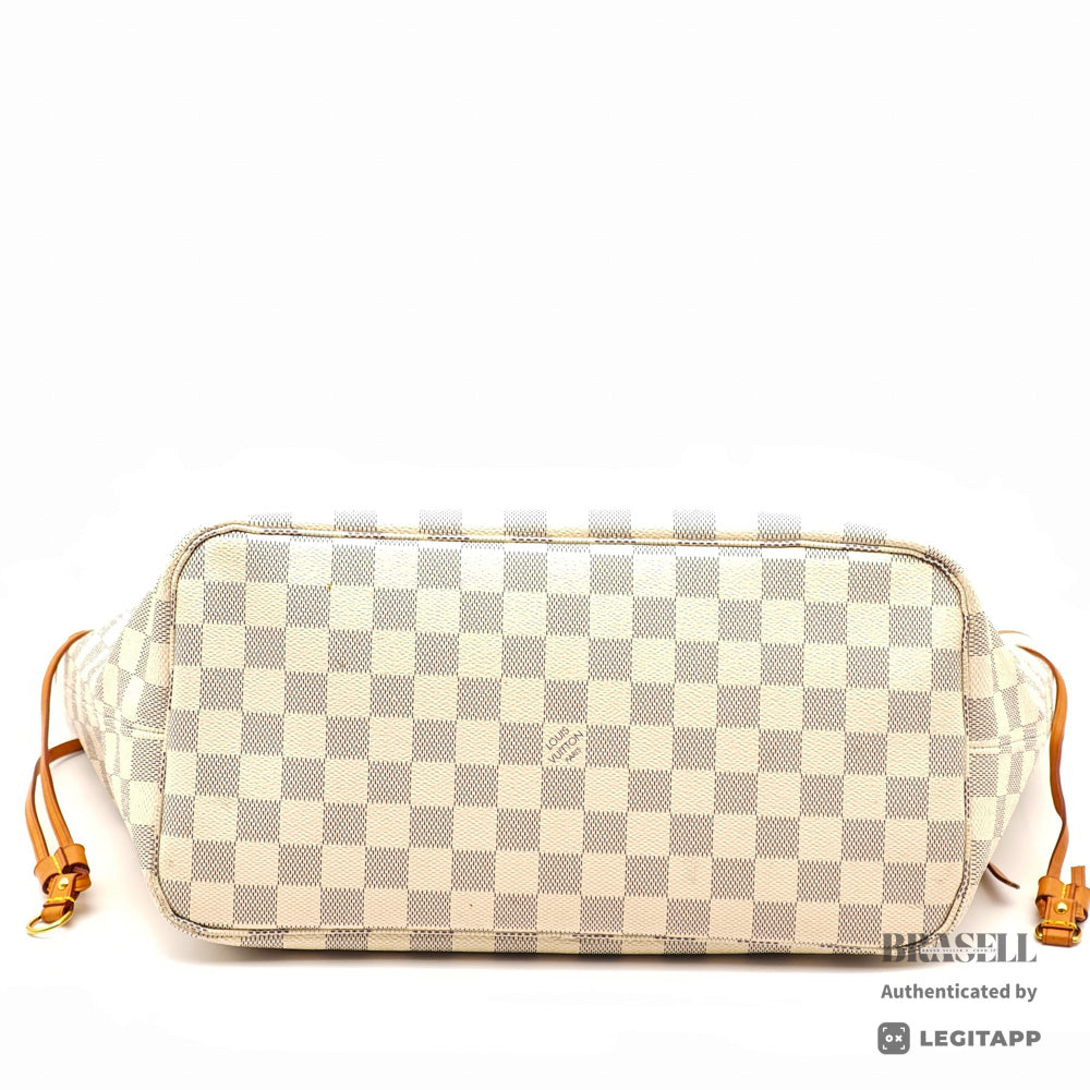 LOUIS VUITTON Neverfull MM Damier Azur Canvas White Tote Bag 【ImportFeeFREE】