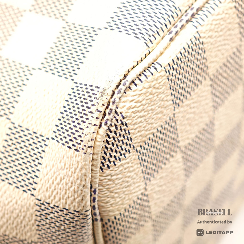 LOUIS VUITTON Neverfull MM Damier Azur Canvas White Tote Bag 【ImportFeeFREE】