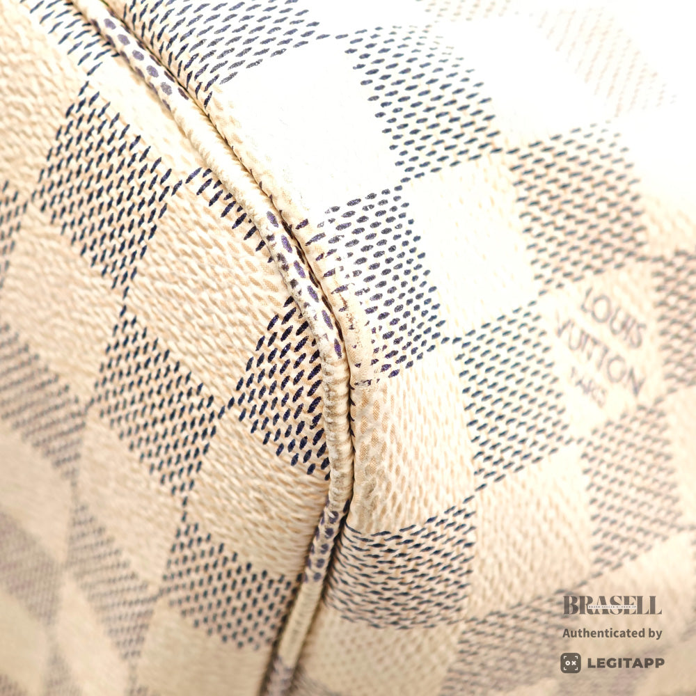 LOUIS VUITTON Neverfull MM Damier Azur Canvas White Tote Bag 【ImportFeeFREE】