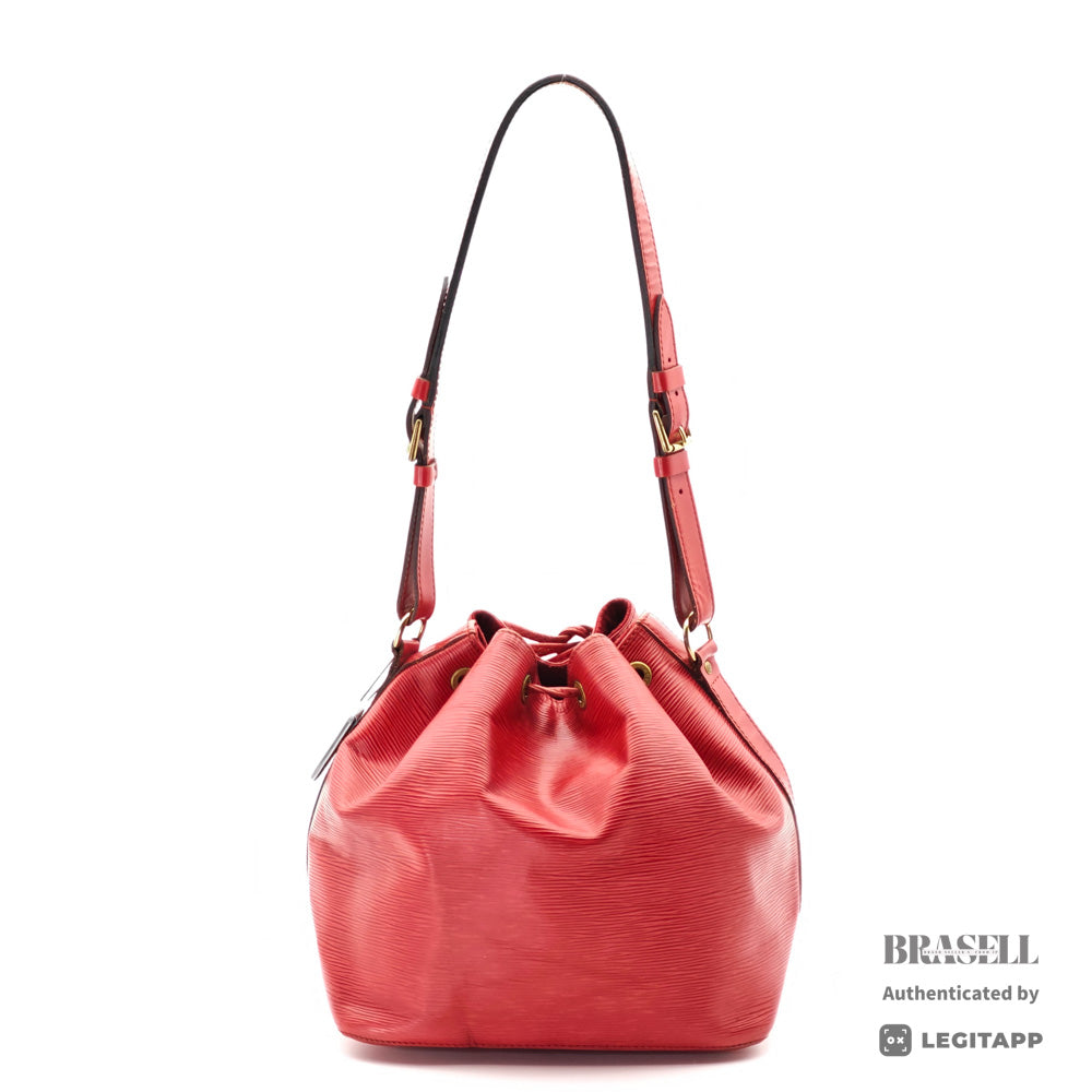 LOUIS VUITTON Petit Noe Epi Leather Shoulder Bag Red M44107 【ImportFeeFREE】