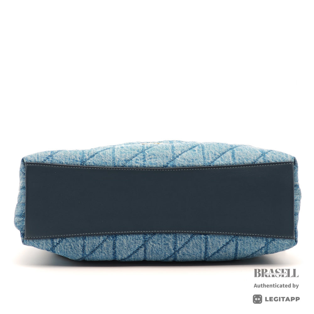 COACH Evelyn Quilted Leather Indigo Shoulder Bag 【ImportFeeFREE】