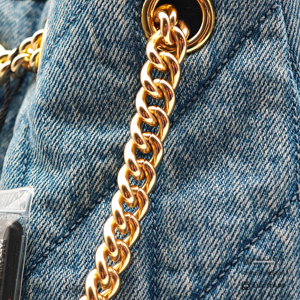 COACH Evelyn Quilted Leather Indigo Shoulder Bag 【ImportFeeFREE】