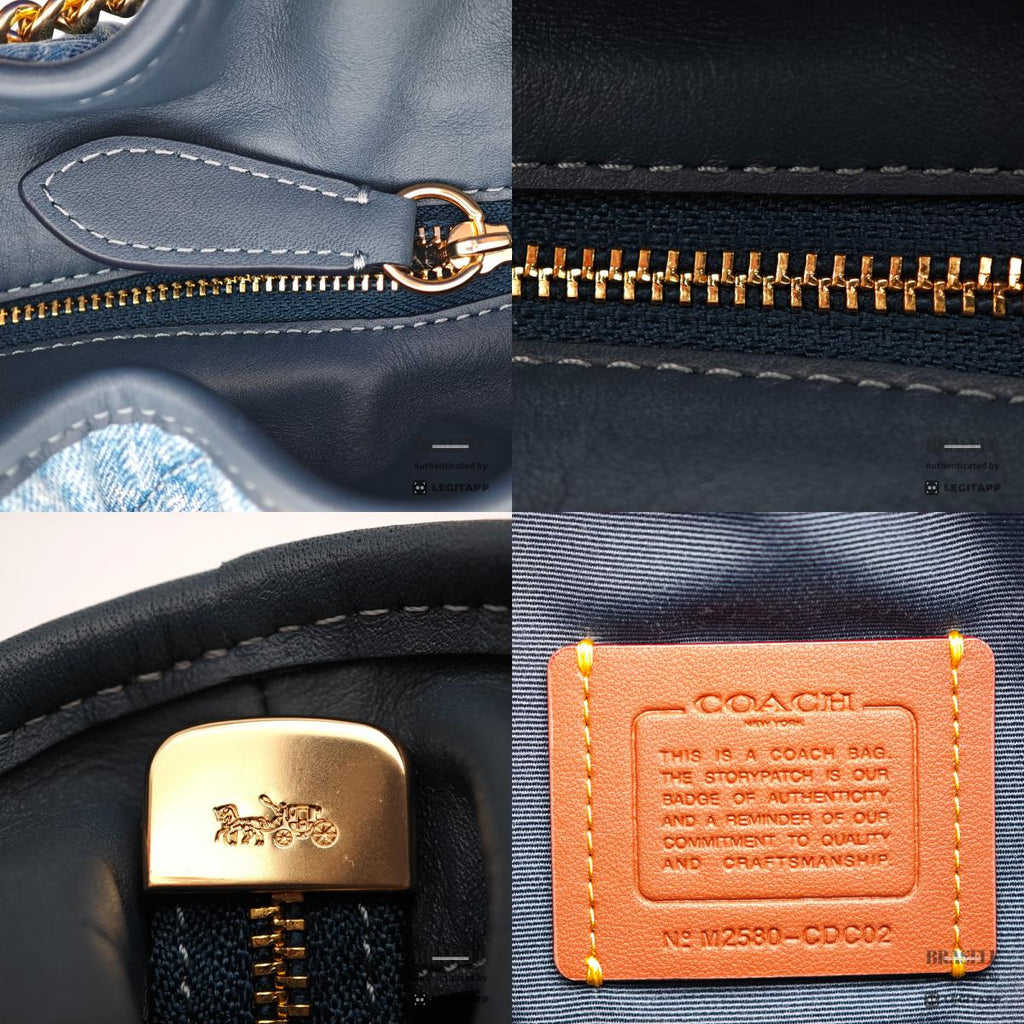 COACH Evelyn Quilted Leather Indigo Shoulder Bag 【ImportFeeFREE】