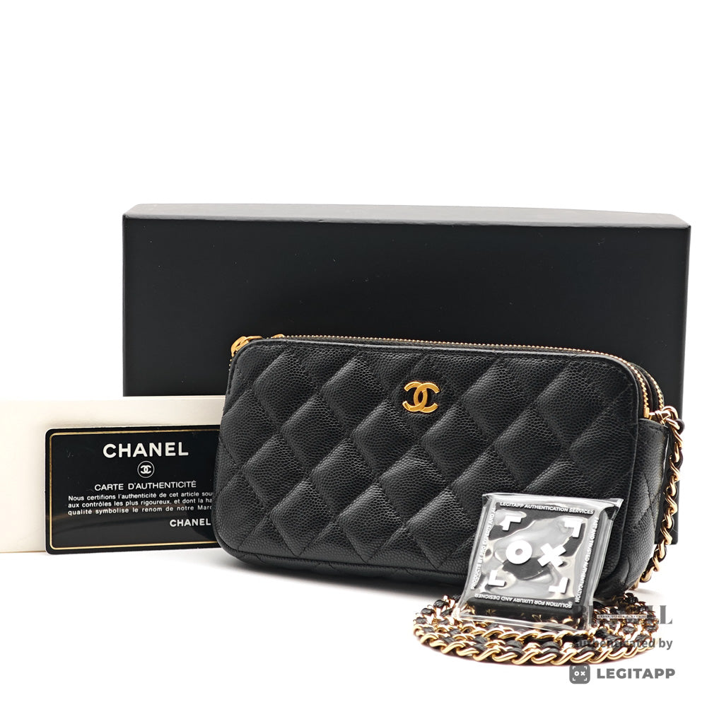 CHANEL Matelasse Caviar Skin Chain Wallet Shoulder Bag 【ImportFeeFREE】