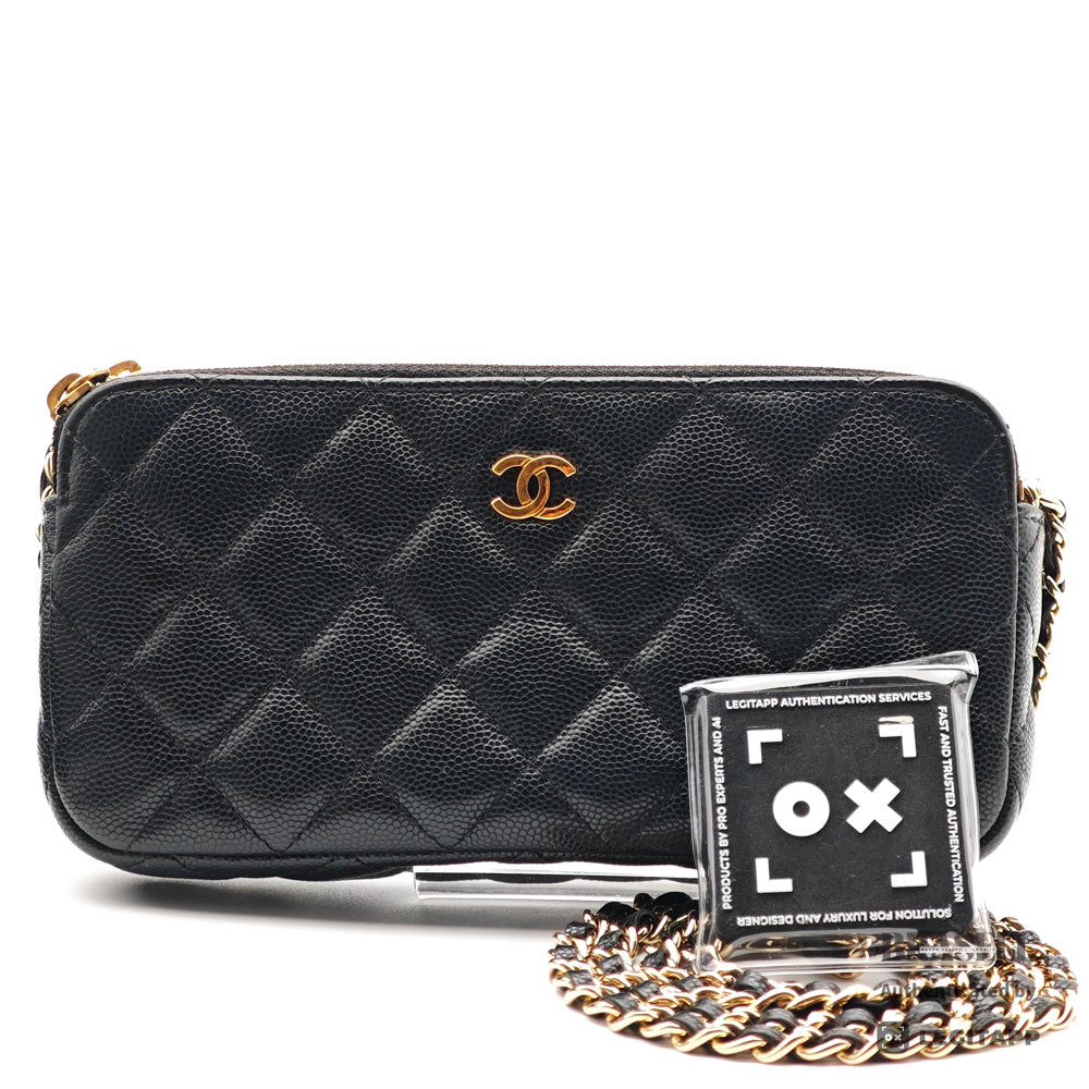CHANEL Matelasse Caviar Skin Chain Wallet Shoulder Bag 【ImportFeeFREE】