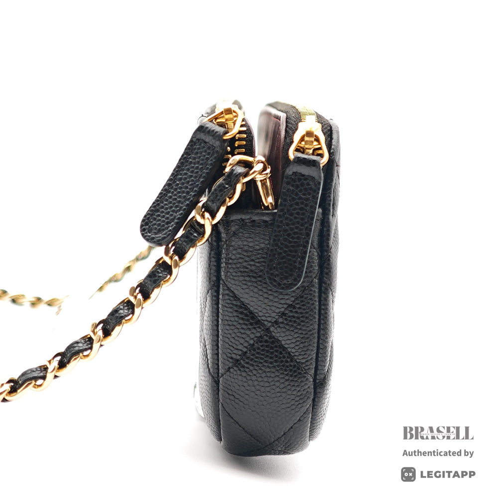 CHANEL Matelasse Caviar Skin Chain Wallet Shoulder Bag 【ImportFeeFREE】