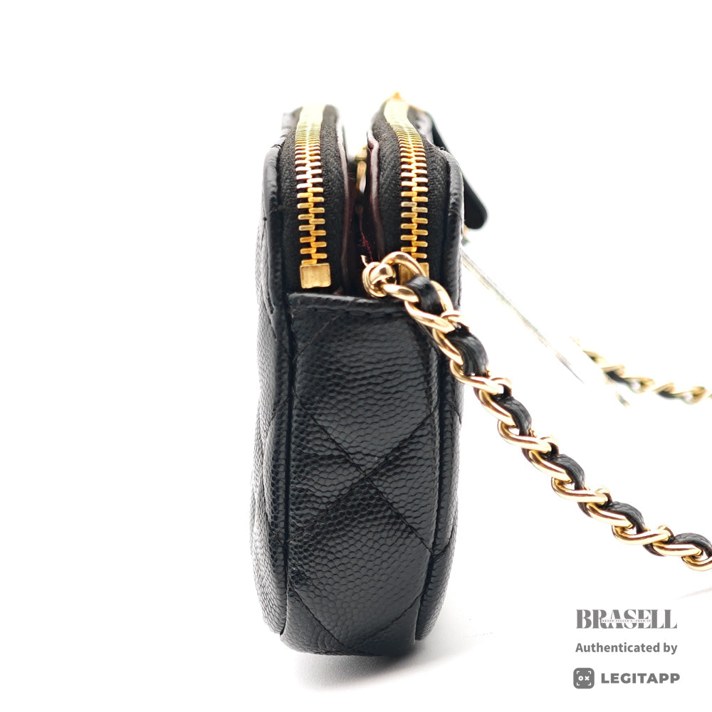 CHANEL Matelasse Caviar Skin Chain Wallet Shoulder Bag 【ImportFeeFREE】