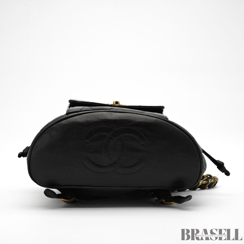 CHANEL Matelass Black Backpack Bag Flap Bag Lambskin【ImportFeeFREE】