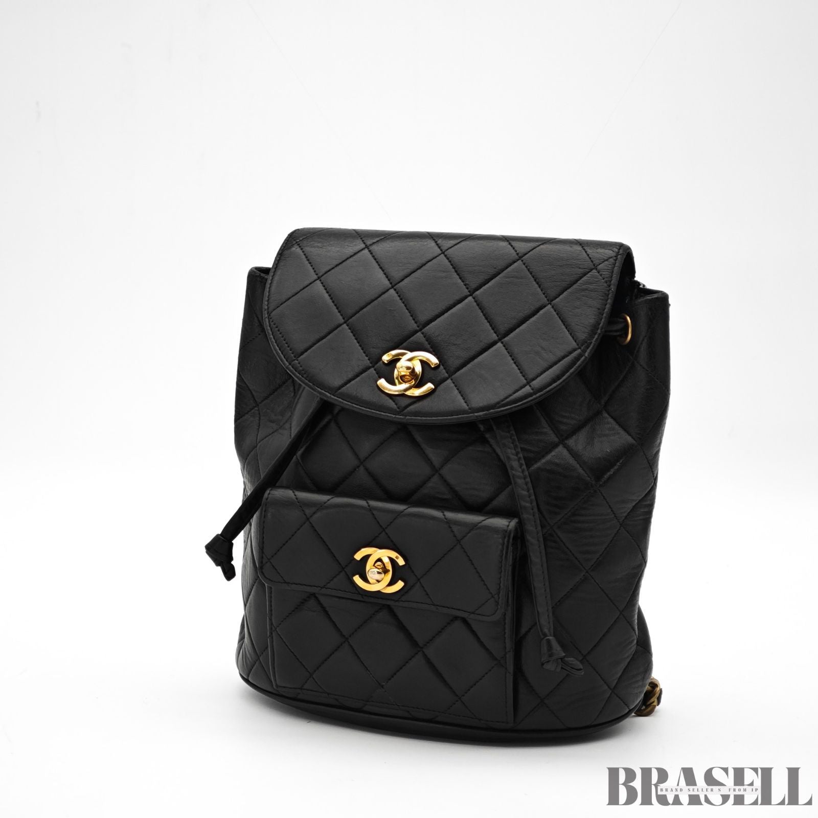 CHANEL Matelass Black Backpack Bag Flap Bag Lambskin【ImportFeeFREE】