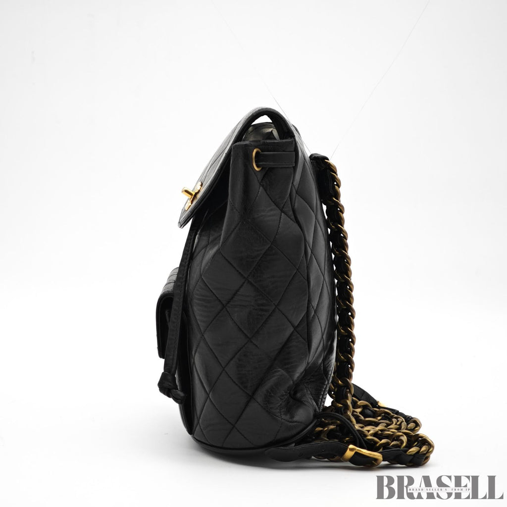 CHANEL Matelass Black Backpack Bag Flap Bag Lambskin【ImportFeeFREE】
