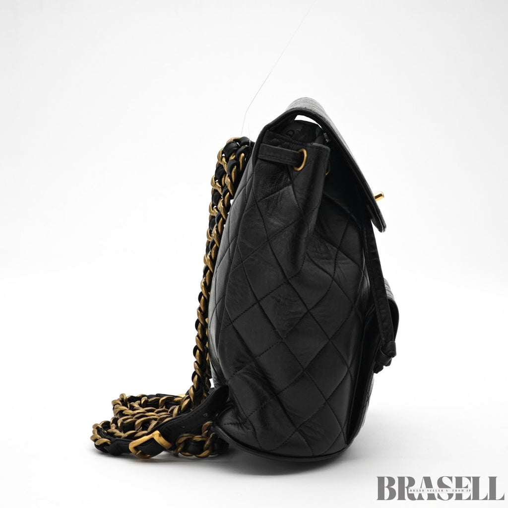 CHANEL Matelass Black Backpack Bag Flap Bag Lambskin【ImportFeeFREE】