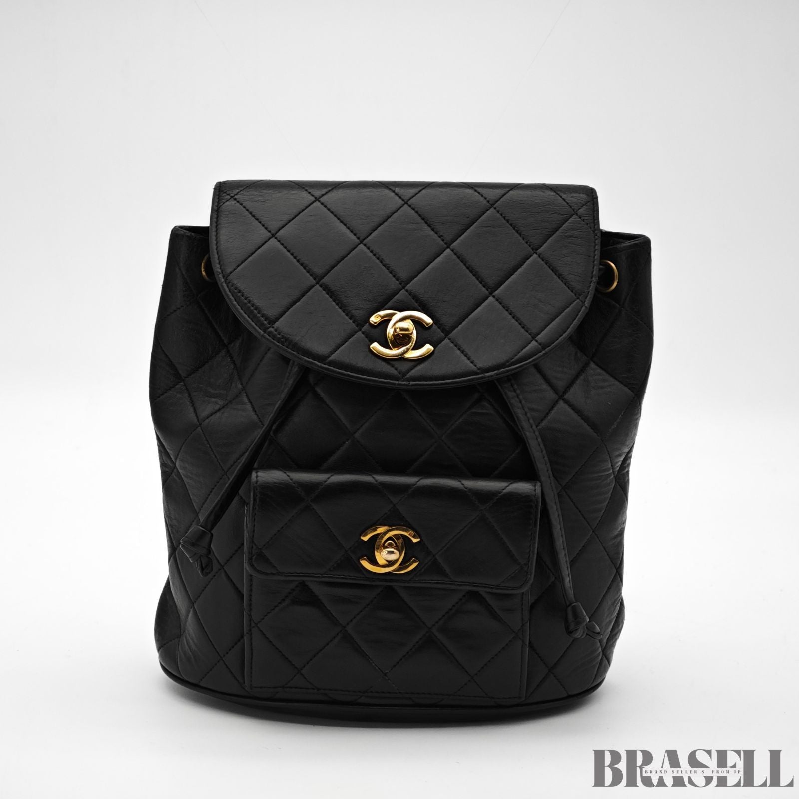 CHANEL Matelass Black Backpack Bag Flap Bag Lambskin【ImportFeeFREE】