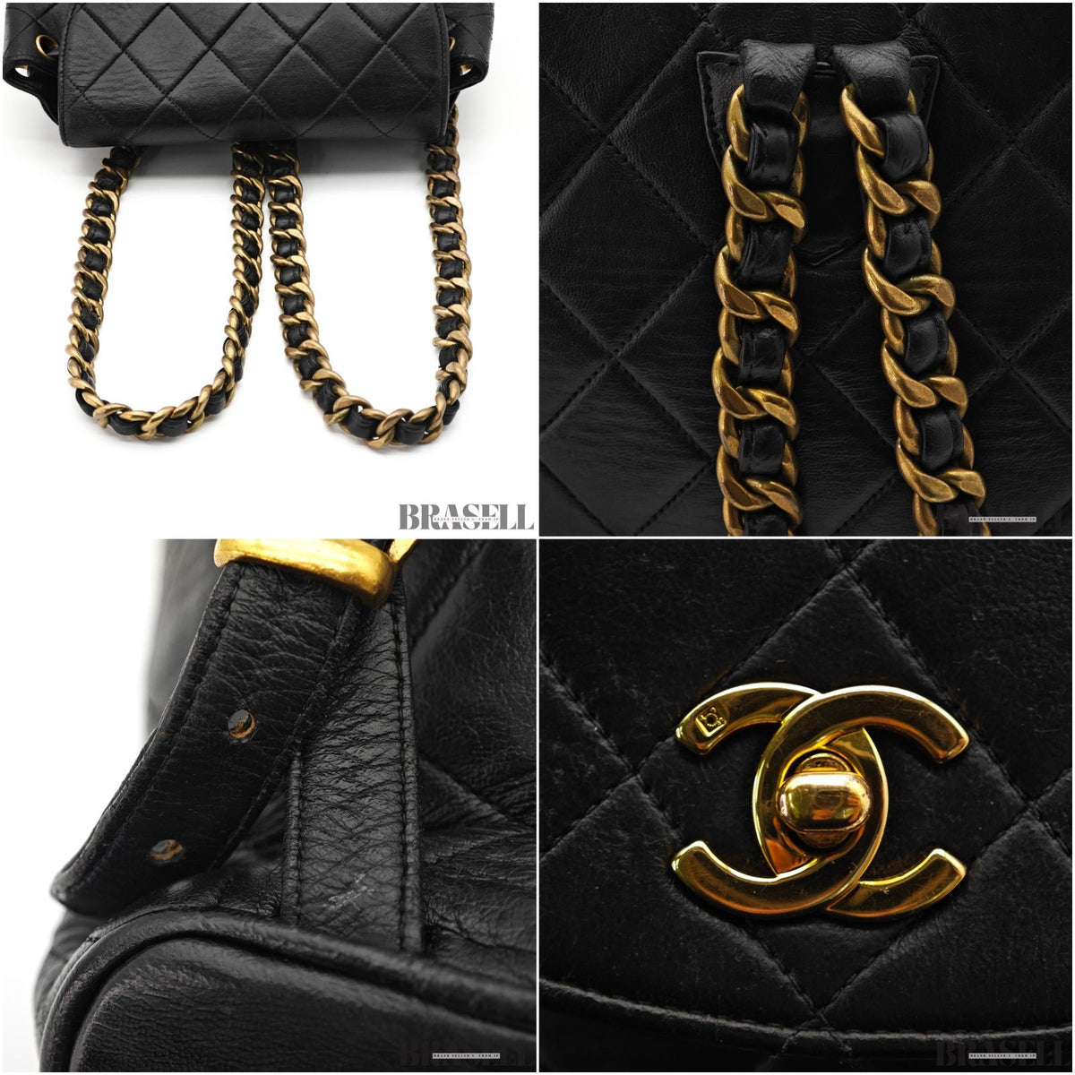 CHANEL Matelass Black Backpack Bag Flap Bag Lambskin【ImportFeeFREE】