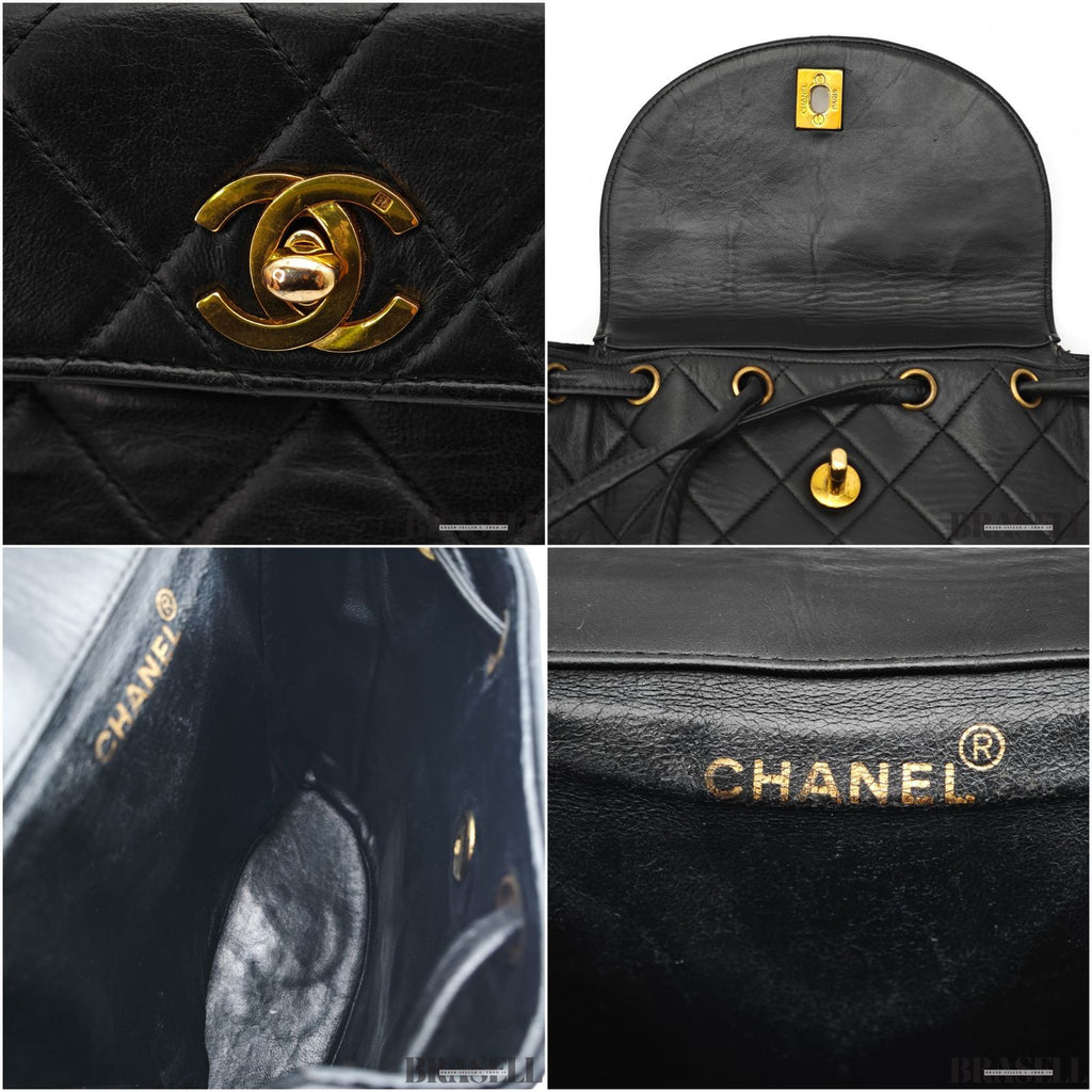 CHANEL Matelass Black Backpack Bag Flap Bag Lambskin【ImportFeeFREE】