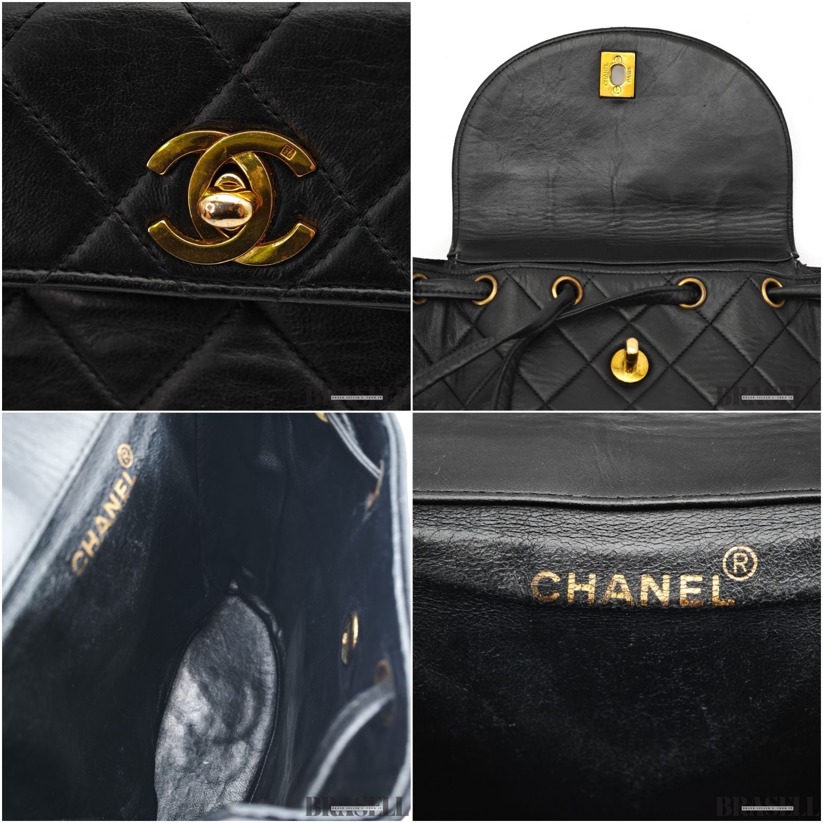 CHANEL Matelass Black Backpack Bag Flap Bag Lambskin【ImportFeeFREE】