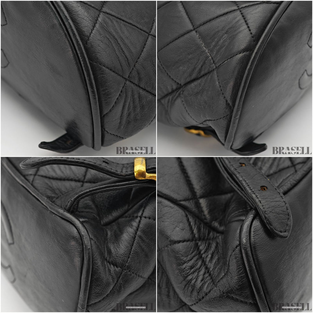 CHANEL Matelass Black Backpack Bag Flap Bag Lambskin【ImportFeeFREE】