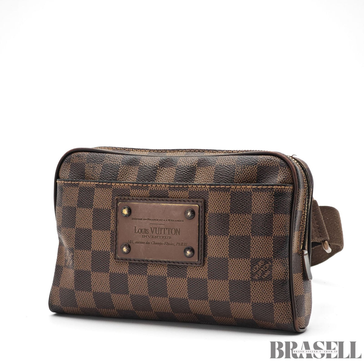 LOUIS VUITTON Damier Ebene Brooklyn Bumbag N41101 Brown【ImportFeeFREE】