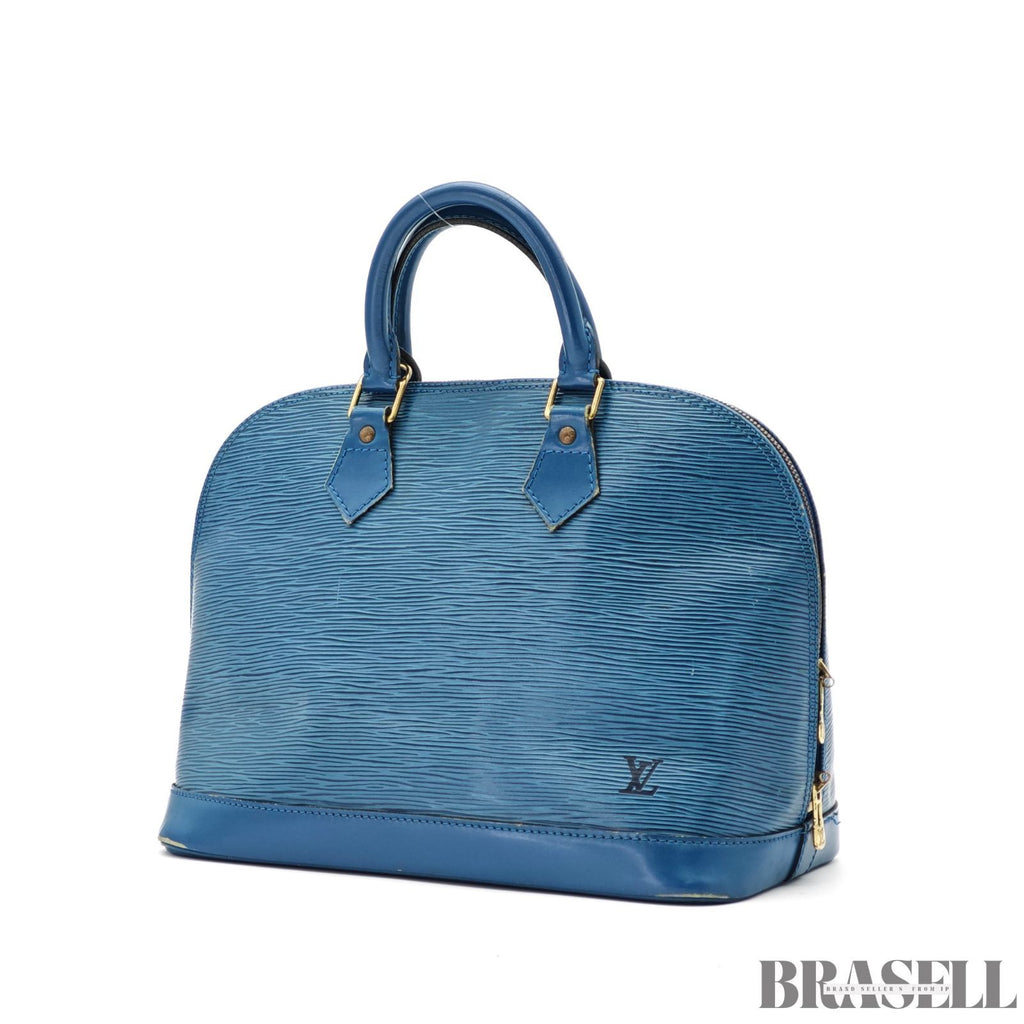LOUIS VUITTON Logo Alma Hand Bag Epi Leather Blue M52145【ImportFeeFREE】