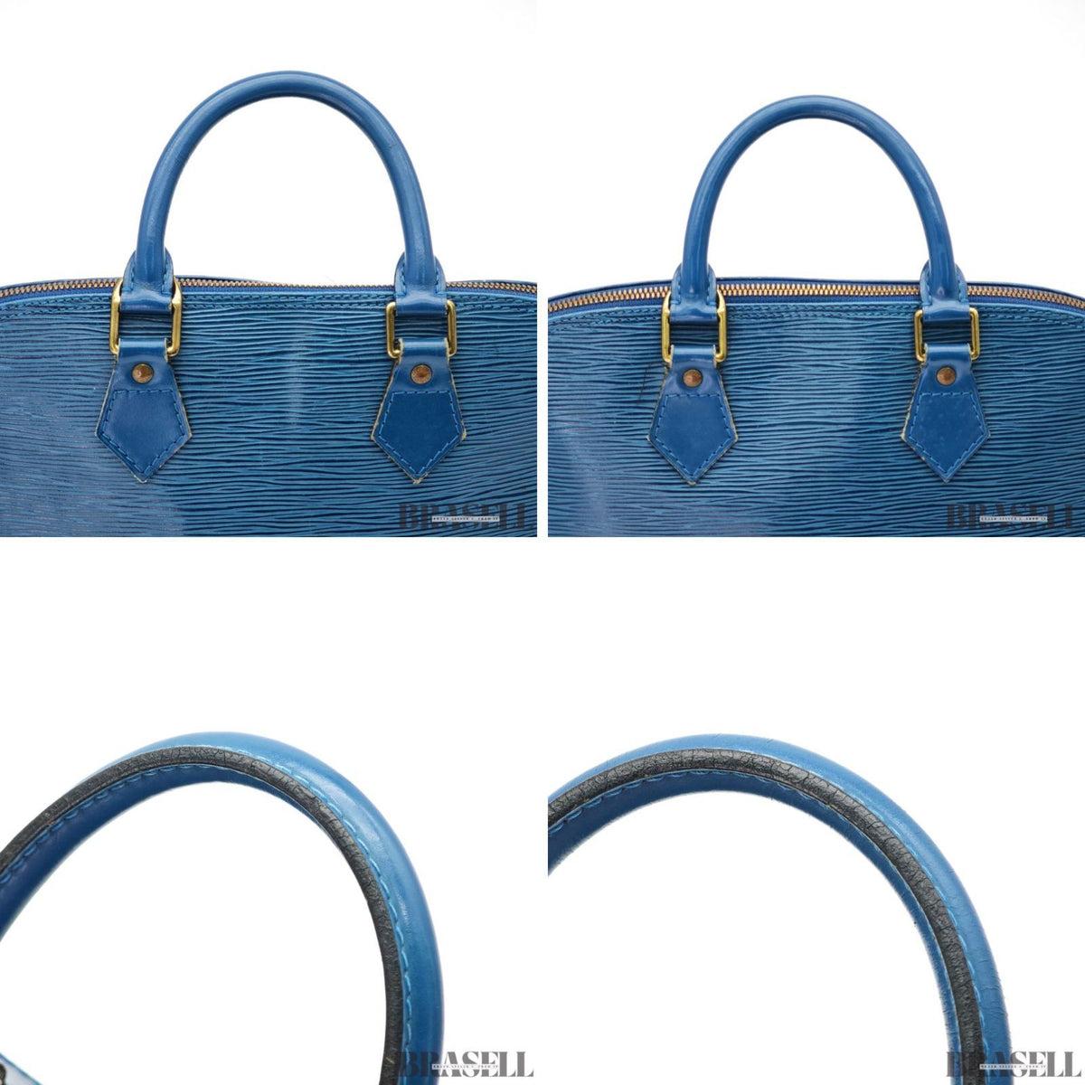 LOUIS VUITTON Logo Alma Hand Bag Epi Leather Blue M52145【ImportFeeFREE】