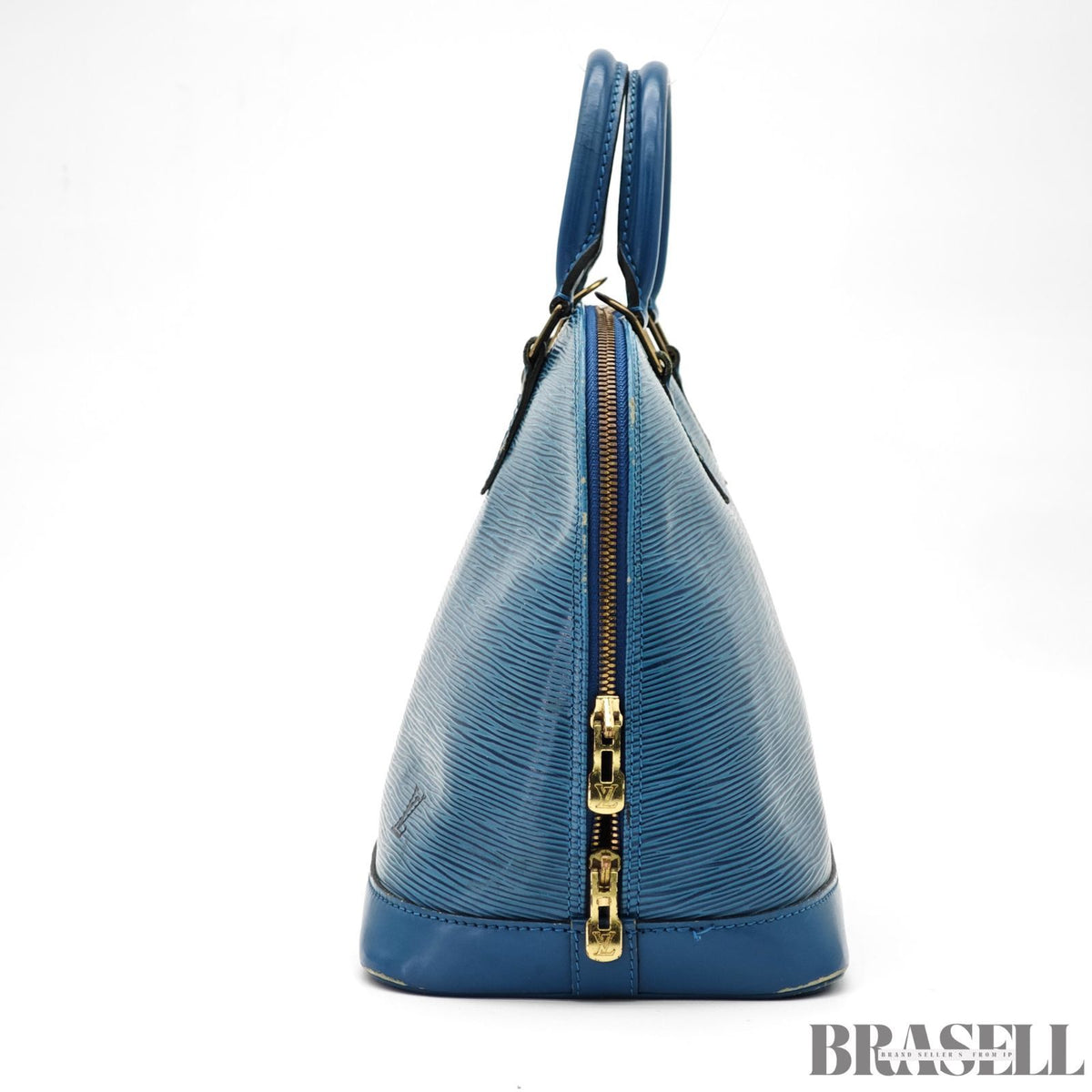 LOUIS VUITTON Logo Alma Hand Bag Epi Leather Blue M52145【ImportFeeFREE】