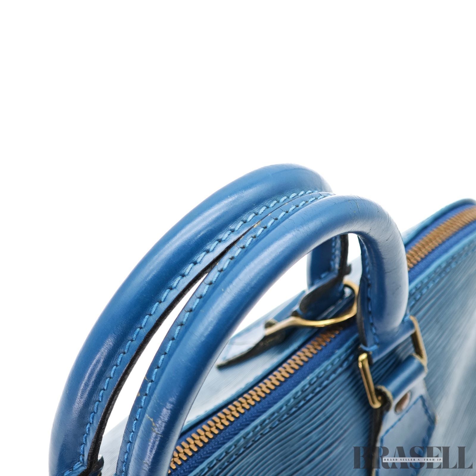LOUIS VUITTON Logo Alma Hand Bag Epi Leather Blue M52145【ImportFeeFREE】