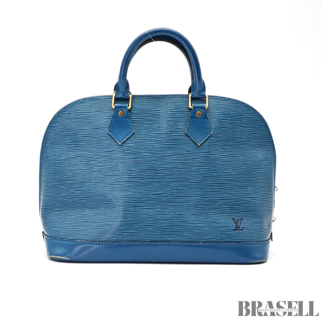 LOUIS VUITTON Logo Alma Hand Bag Epi Leather Blue M52145【ImportFeeFREE】