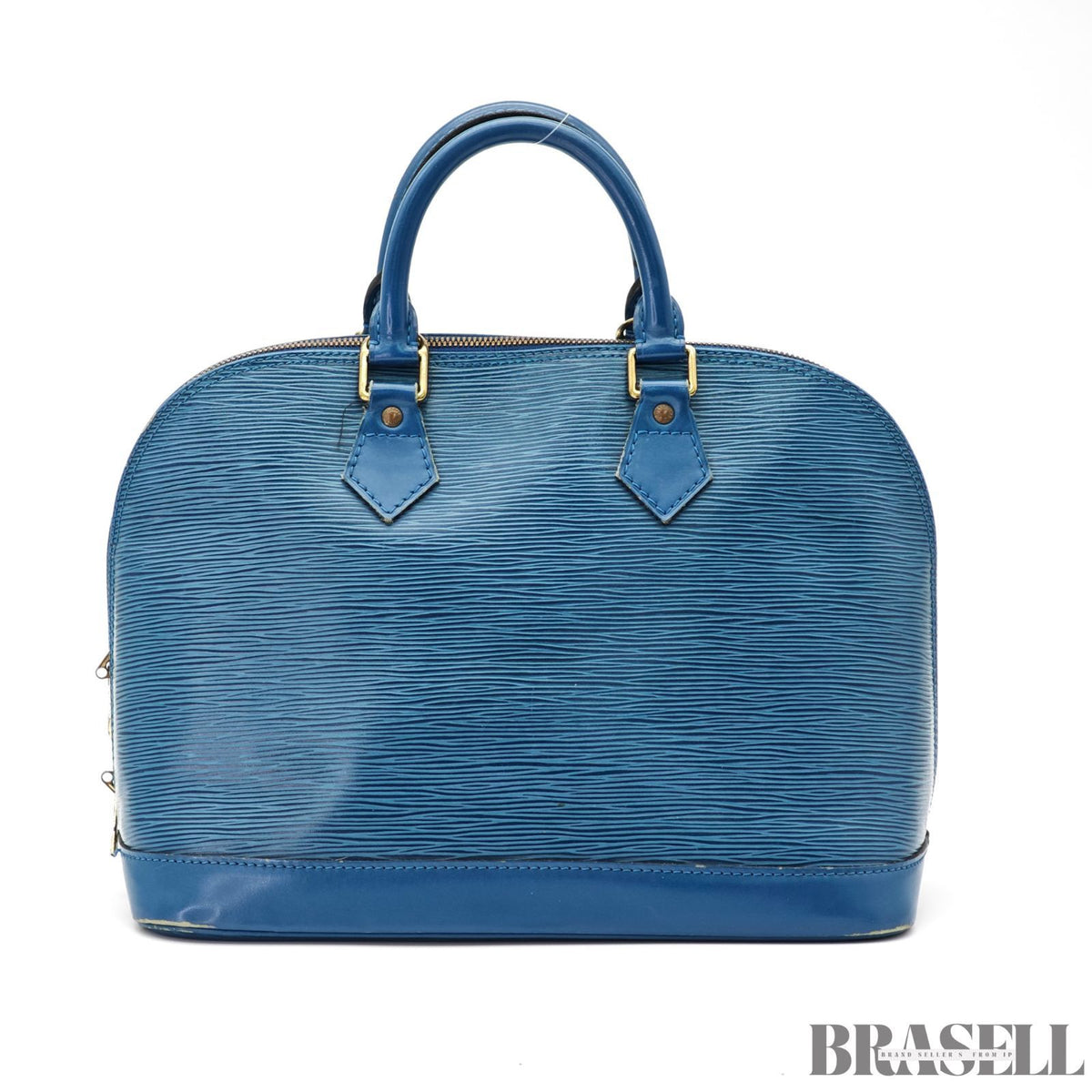 LOUIS VUITTON Logo Alma Hand Bag Epi Leather Blue M52145【ImportFeeFREE】