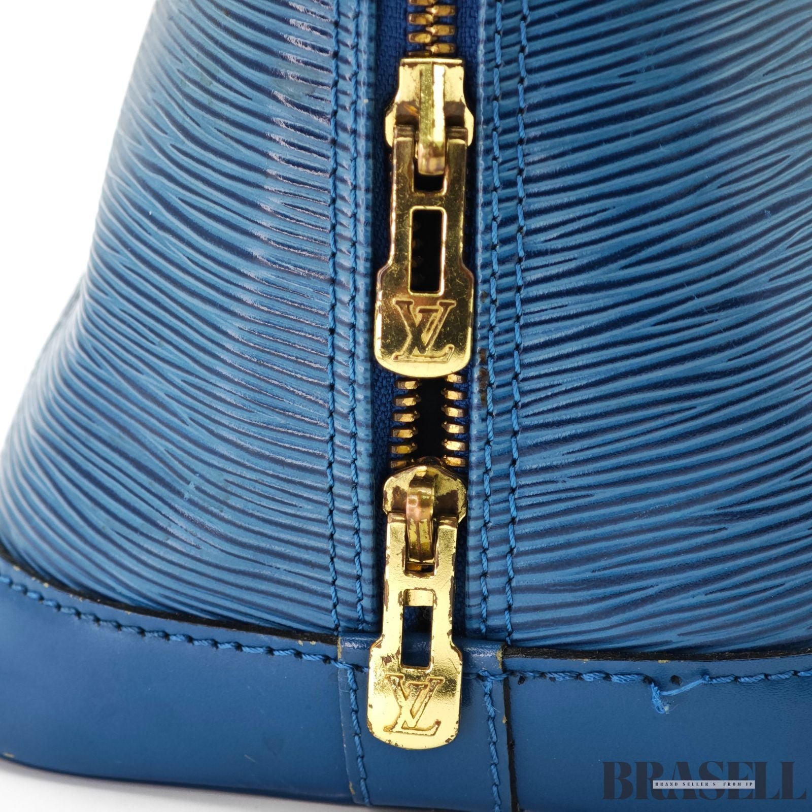LOUIS VUITTON Logo Alma Hand Bag Epi Leather Blue M52145【ImportFeeFREE】