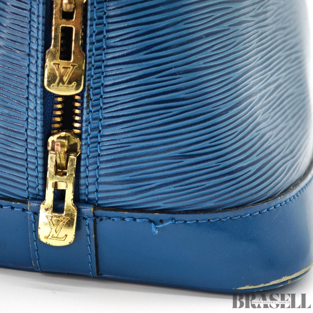 LOUIS VUITTON Logo Alma Hand Bag Epi Leather Blue M52145【ImportFeeFREE】