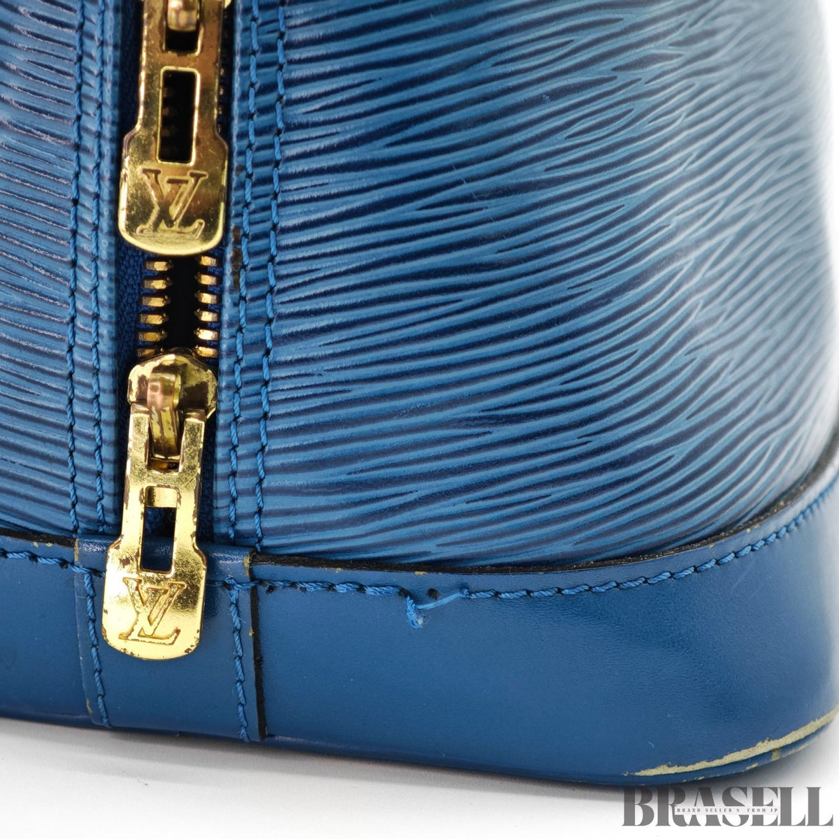 LOUIS VUITTON Logo Alma Hand Bag Epi Leather Blue M52145【ImportFeeFREE】