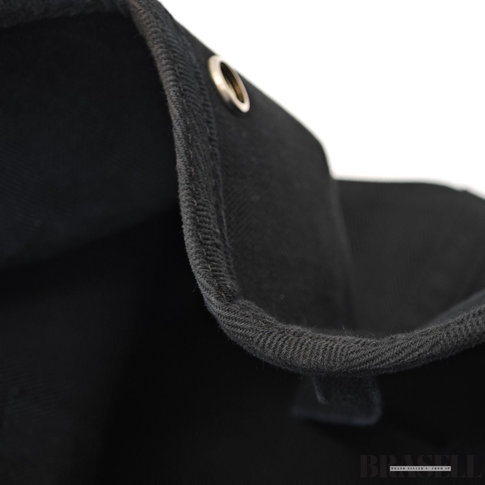HERMES Valparaiso MM Noir Toile Chevron Leather Handbag【ImportFeeFREE】