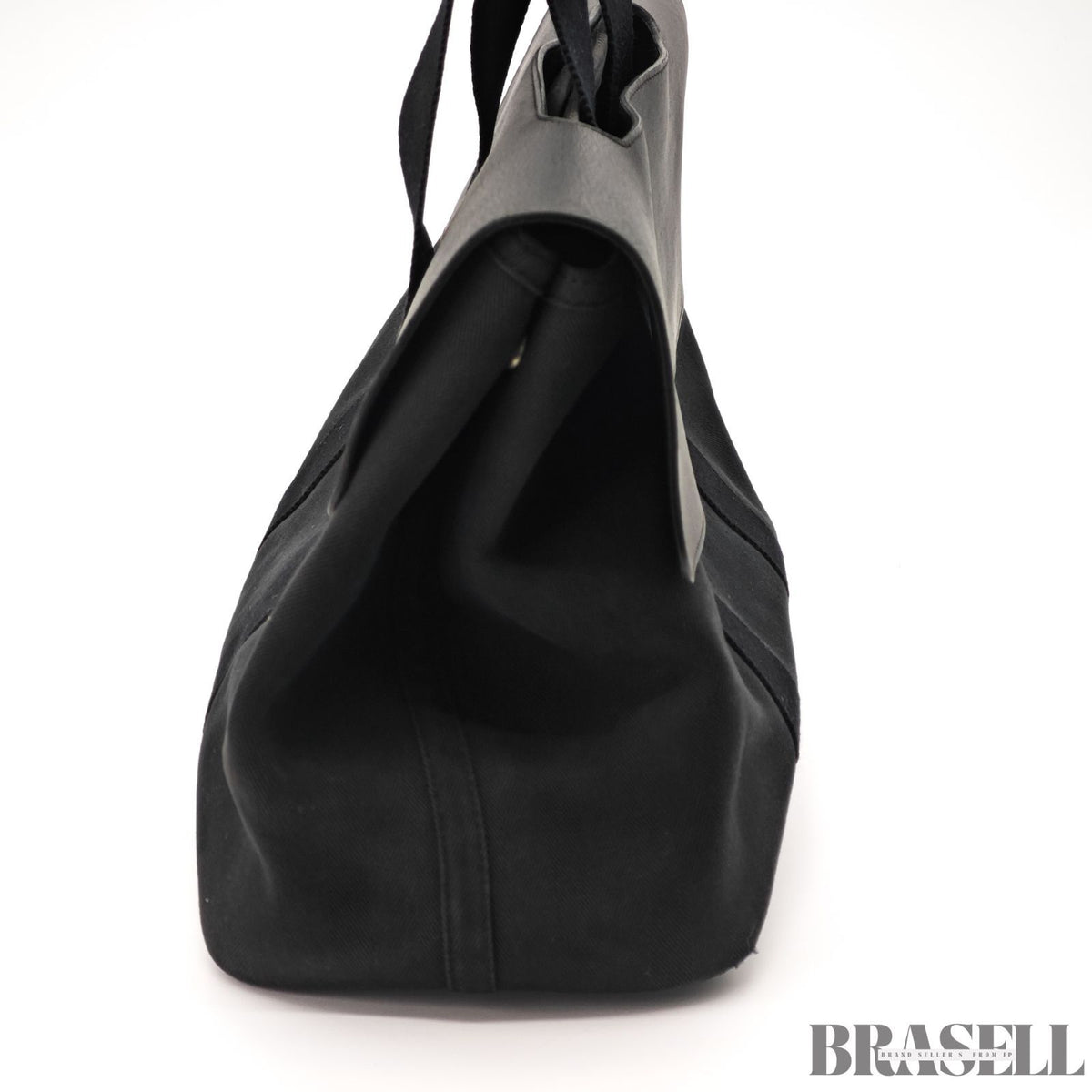 HERMES Valparaiso MM Noir Toile Chevron Leather Handbag【ImportFeeFREE】