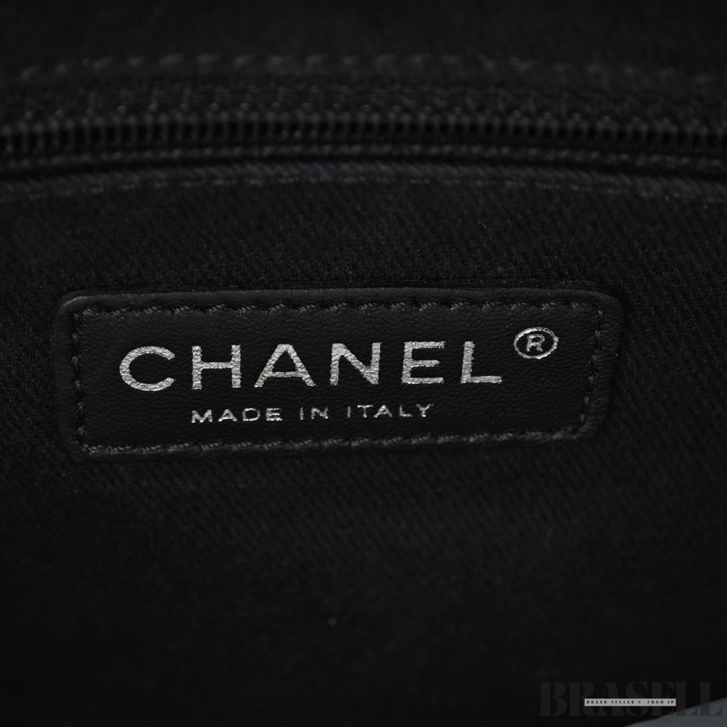 CHANEL Deauville Denim Chain Tote Shoulder Bag Gray Flap【ImportFeeFREE】