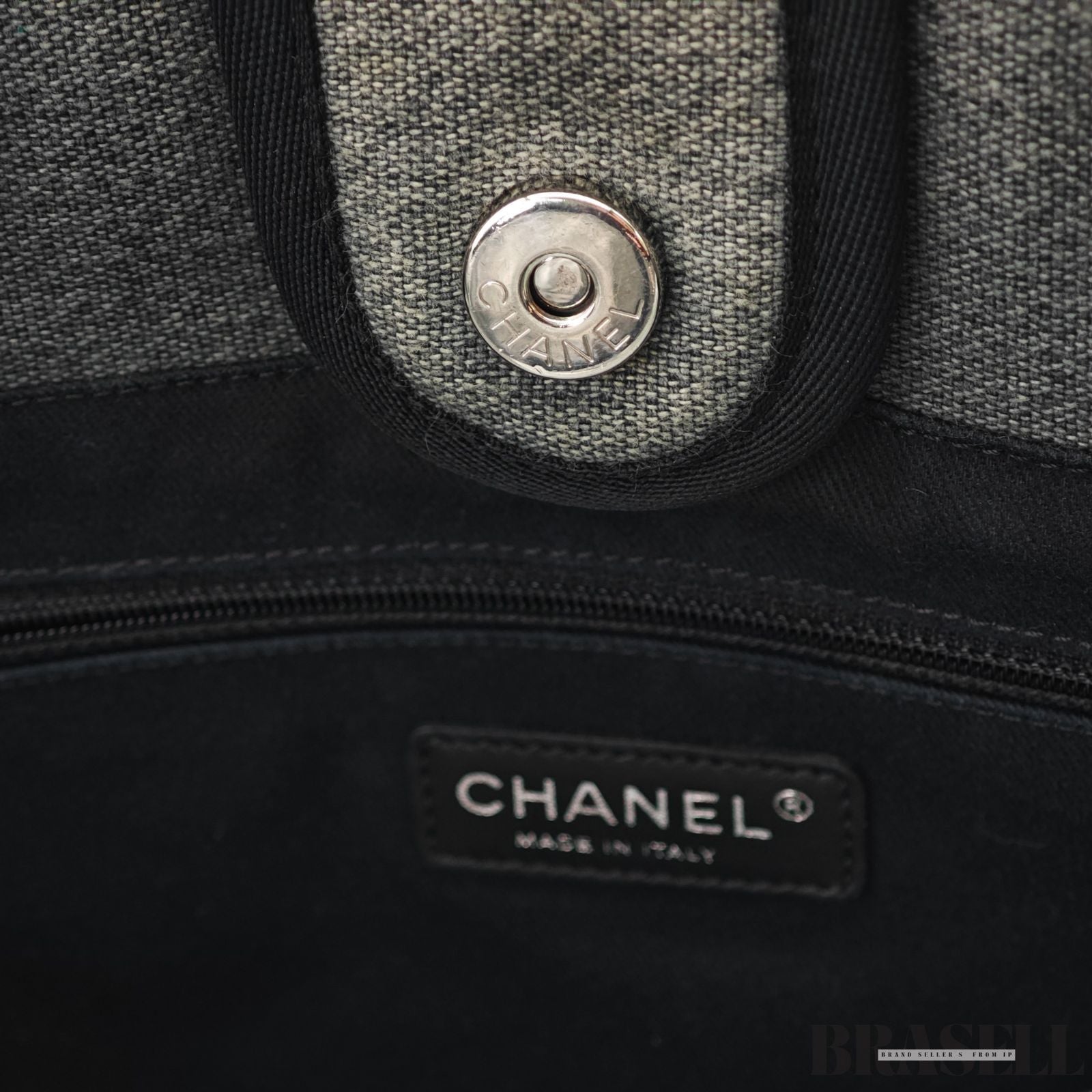 CHANEL Deauville Denim Chain Tote Shoulder Bag Gray Flap【ImportFeeFREE】