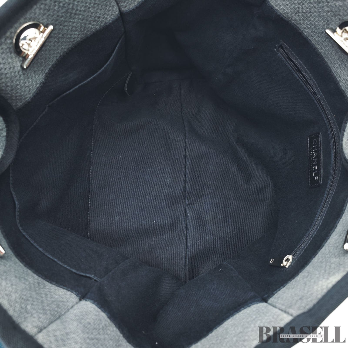CHANEL Deauville Denim Chain Tote Shoulder Bag Gray Flap【ImportFeeFREE】